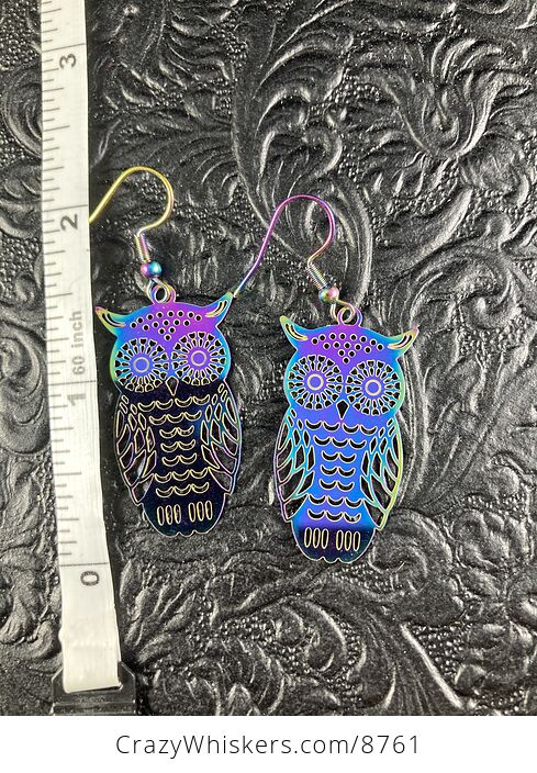 Colorful Chameleon Metal Owl Earrings - #1RwqnLkH7t8-3