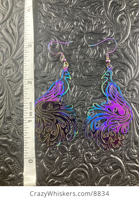 Colorful Chameleon Metal Peacock Earrings - #UKxUJF2n960-3