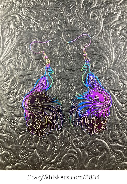 Colorful Chameleon Metal Peacock Earrings - #UKxUJF2n960-4