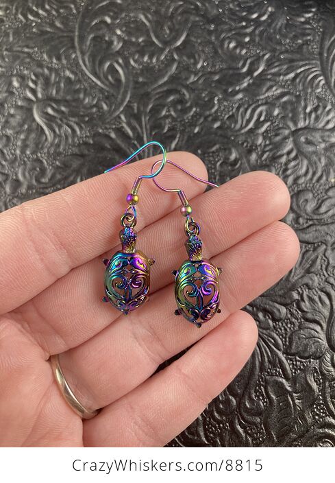 Colorful Chameleon Metal Turtle Earrings - #Lf5D5q4kpVg-1