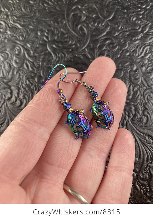 Colorful Chameleon Metal Turtle Earrings - #Lf5D5q4kpVg-2