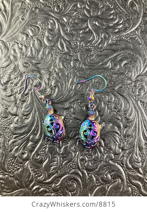 Colorful Chameleon Metal Turtle Earrings - #Lf5D5q4kpVg-6