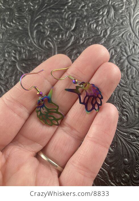 Colorful Chameleon Metal Unicorn Earrings - #Im9hYz813RU-2
