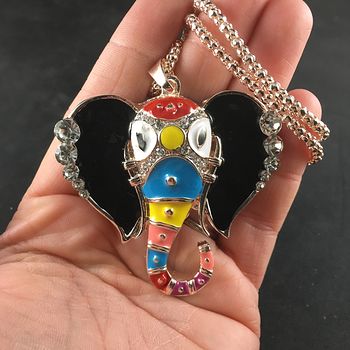 Colorful Faced Elephant Head Pendant Necklace Jewelry #6gJZo2yPkIk