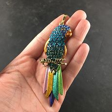 Colorful Perched Parrot Pendant Jewelry #yB30GfQtRZM