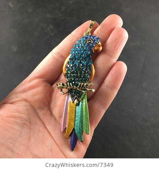 Colorful Perched Parrot Pendant Jewelry - #yB30GfQtRZM-1