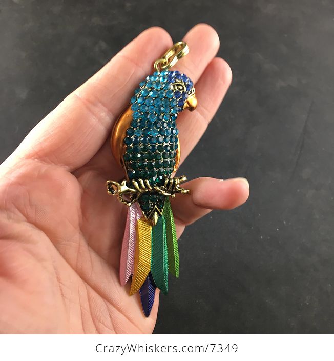 Colorful Perched Parrot Pendant Jewelry Necklace - #yB30GfQtRZM-3