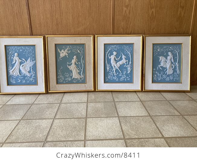 Complete Set of Four George Mcmonigle Franklin Mint Godess Parian Porcelain Incolay Wall Art - #96E9wSWICCs-1