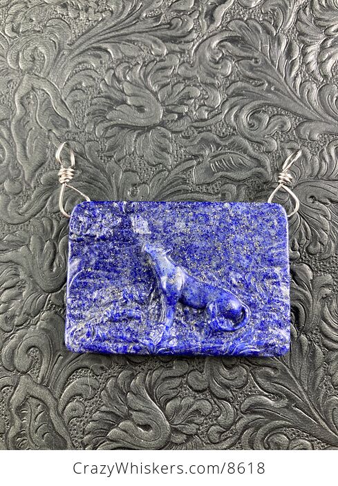 Cougar Mountain Lion Puma Big Cat Carved Lapis Lazuli Stone Stone Pendant Jewelry - #z6UzbfvblN0-2