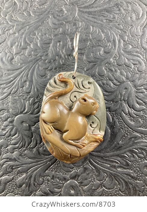 Cougar Mountain Lion Puma Big Cat Carved Succor Creek Jasper Stone Pendant Jewelry Mini Art Ornament - #xo5VvOqbLNg-6
