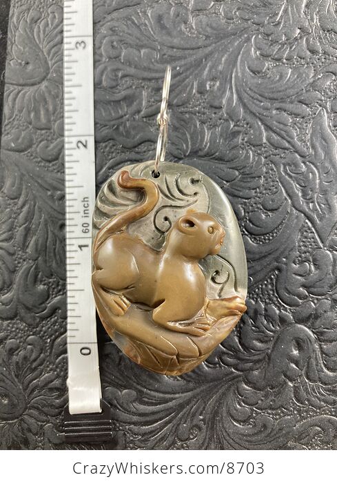 Cougar Mountain Lion Puma Big Cat Carved Succor Creek Jasper Stone Pendant Jewelry Mini Art Ornament - #xo5VvOqbLNg-1