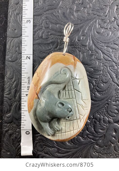 Cougar Mountain Lion Puma Big Cat Carved Succor Creek Jasper Stone Pendant Jewelry Ornament Mini Art - #01BGDrHnZEk-6