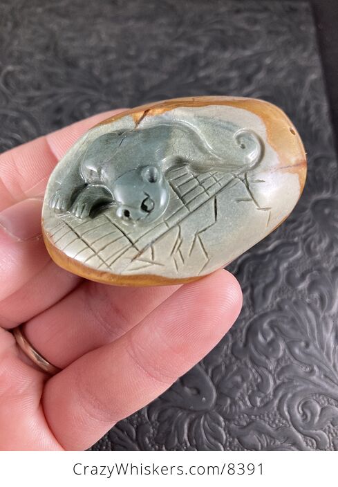 Cougar Mountain Lion Puma Big Cat Carved Succor Creek Jasper Stone Stone Pendant Jewelry - #daGayCnQgRw-3