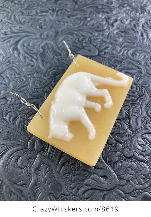 Cougar Mountain Lion Puma Big Cat Carved White Jade and Orange Chalcedony Stone Stone Pendant Jewelry - #b78MJqTr8Dg-5