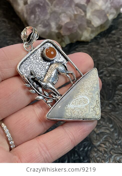 Crazy Lace Agate and Carnelian Deer Crystal Stone Jewelry Pendant - #OLdWn1KH1dE-4
