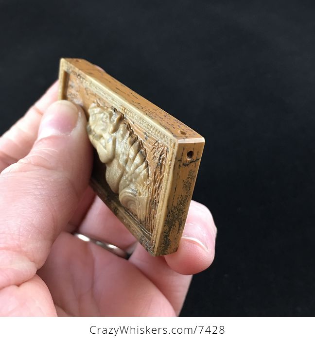 Crocodile or Alligator Carved Ribbon Jasper Stone Pendant Jewelry - #t499wmmWQQI-5