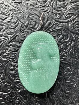Crowing Rooster Carved Mini Art Green Aventurine Stone Pendant Jewelry #tPyaIL4LUwI
