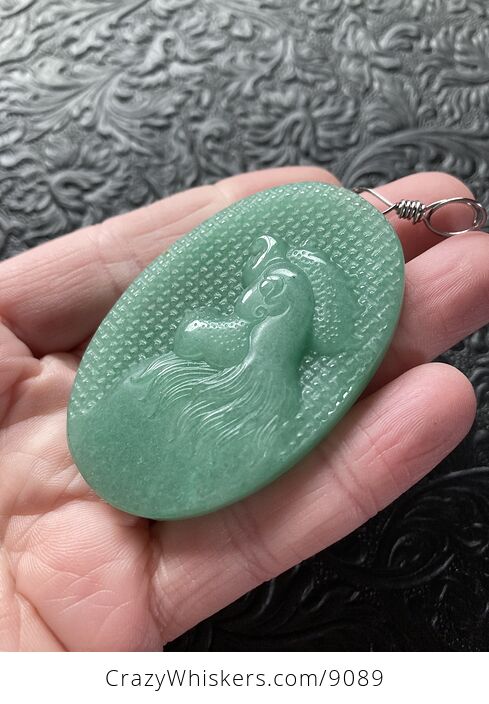 Crowing Rooster Carved Mini Art Green Aventurine Stone Pendant Jewelry - #tPyaIL4LUwI-4