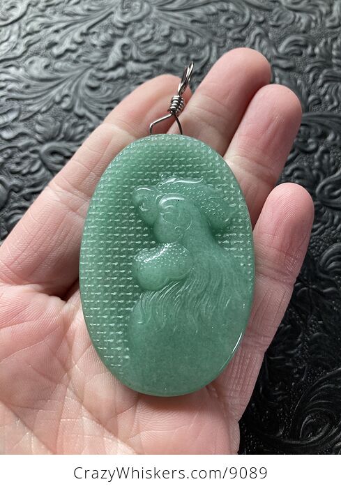 Crowing Rooster Carved Mini Art Green Aventurine Stone Pendant Jewelry - #tPyaIL4LUwI-2