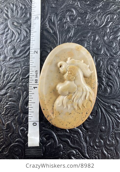 Crowing Rooster Carved Mini Art Jasper Stone Pendant Cabochon Jewelry - #PiyvAIjtVZM-4