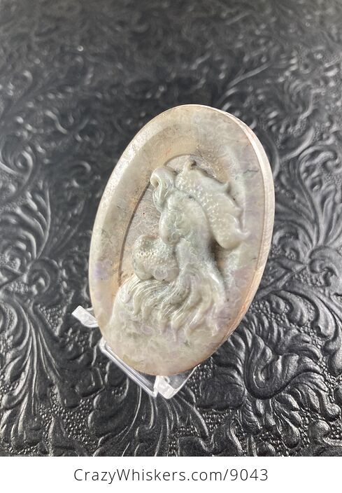 Crowing Rooster Carved Mini Art Jasper Stone Pendant Cabochon Jewelry - #Rskovz5E018-2