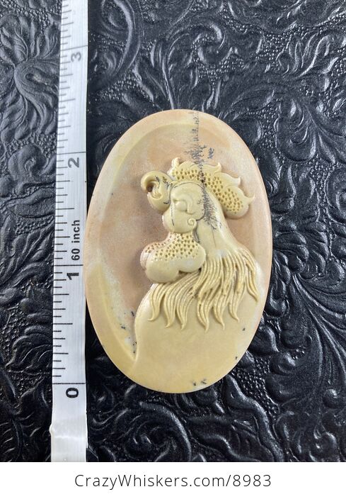 Crowing Rooster Carved Mini Art Jasper Stone Pendant Cabochon Jewelry - #VxefZtN5BaA-5