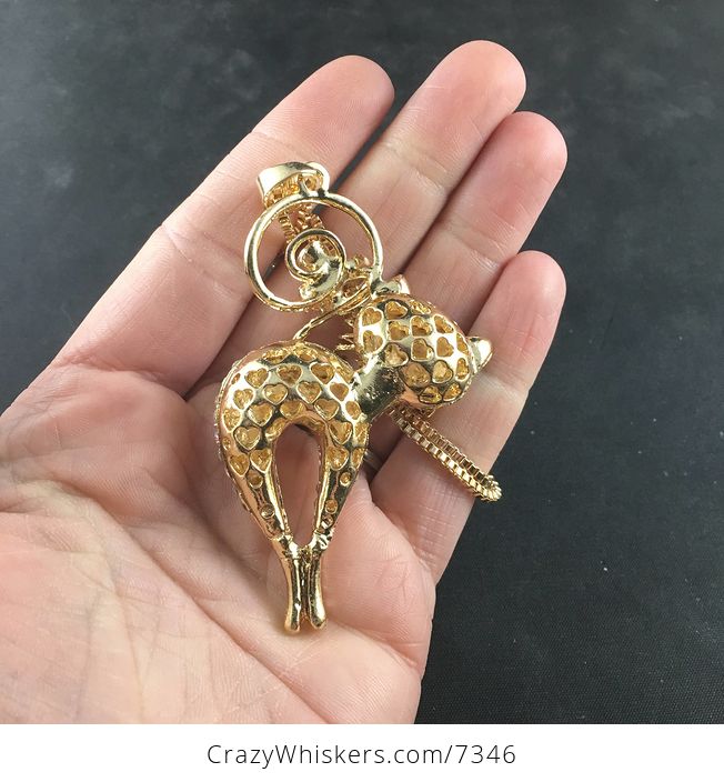 Crystal Rhinestone Kitty Cat Pendant Necklace Jewelry - #b2O1EAmPNEQ-3
