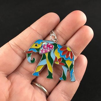 Cute Colorful and Floral Elephant Necklace Jewelry #mP9JJFWGLMQ