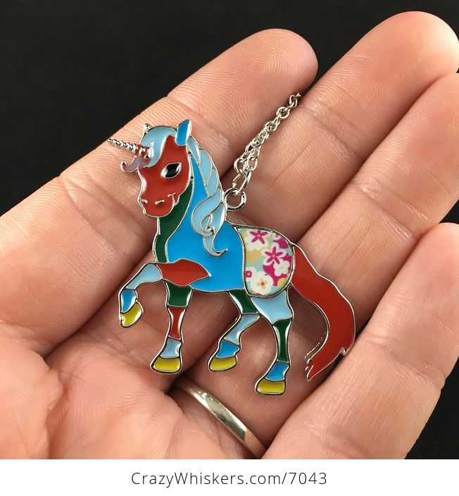 Cute Colorful and Floral Unicorn Horse Necklace Jewelry - #ohVxULIewCA-1