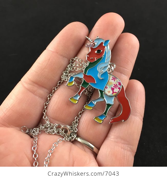 Cute Colorful and Floral Unicorn Horse Necklace Jewelry - #ohVxULIewCA-4