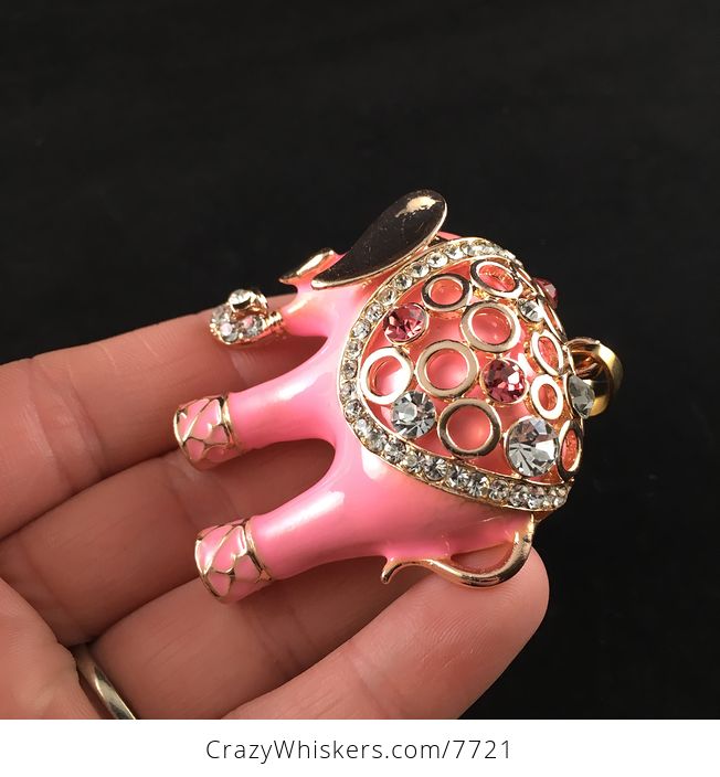 Cute Pink Elephant with Crystal Rhinestones Pendant Jewelry - #OG95ygoAeXQ-3