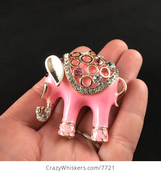 Cute Pink Elephant with Crystal Rhinestones Pendant Jewelry - #OG95ygoAeXQ-2