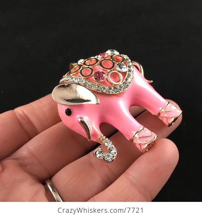 Cute Pink Elephant with Crystal Rhinestones Pendant Jewelry - #OG95ygoAeXQ-4