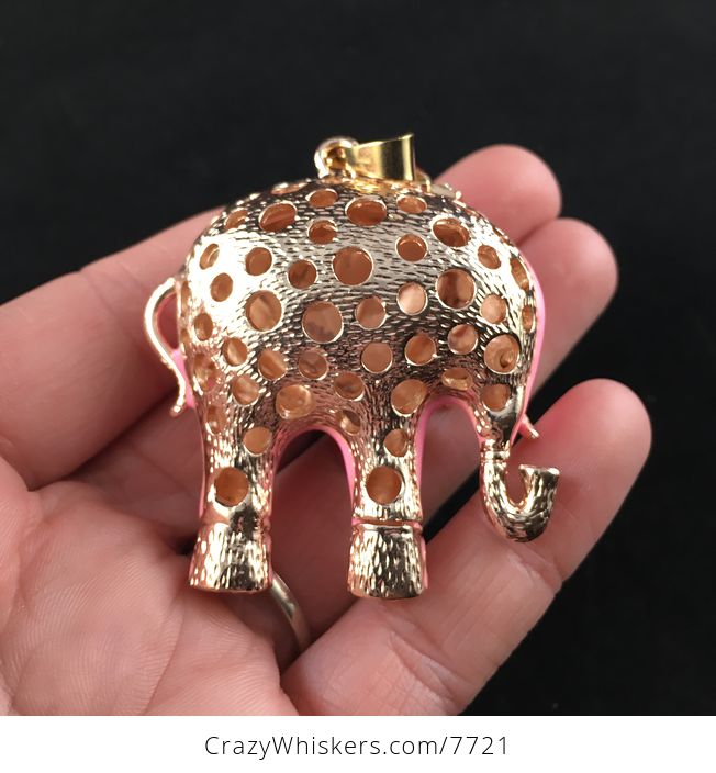 Cute Pink Elephant with Crystal Rhinestones Pendant Jewelry - #OG95ygoAeXQ-5