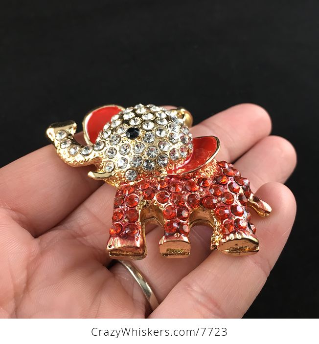 Cute Red Elephant with Crystal Rhinestones Pendant Jewelry - #kbEJH6J3l8Y-2