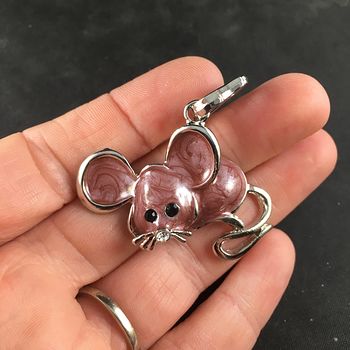 Cute Reddish Brown and Silver Mouse Pendant Jewelry #XFLO8CCRYC4