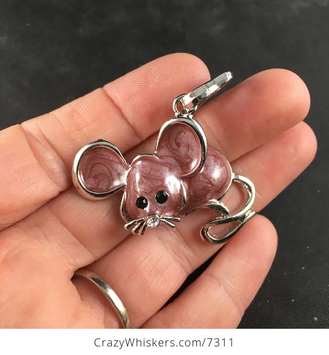Cute Reddish Brown and Silver Mouse Pendant Jewelry - #XFLO8CCRYC4-1