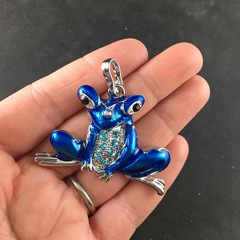 Cute Rhinestone Blue Frog Pendant #AwPQKzNsOmo