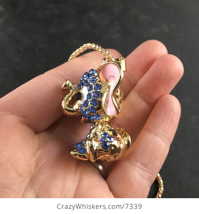 Cute Sitting Elephant with Crystal Rhinestones Pendant Necklace Jewelry - #wz9Y8iWfNYs-4