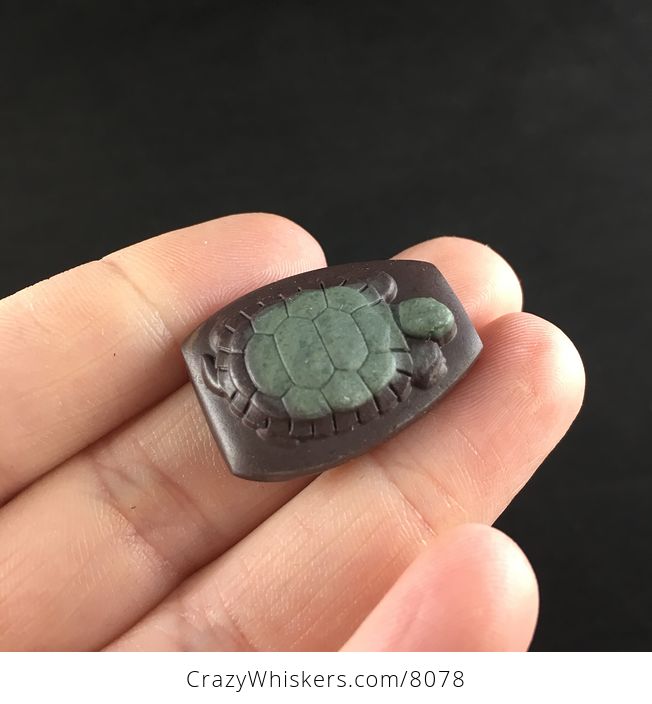 Cute Turtle Carved Ribbon Jasper Stone Cabochon - #2jXpNvRJipc-3