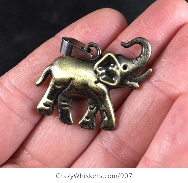Cute Walking Elephant Pendant Necklace in Bronze Titanium Steel - #cvYMp6Nb0CE-2