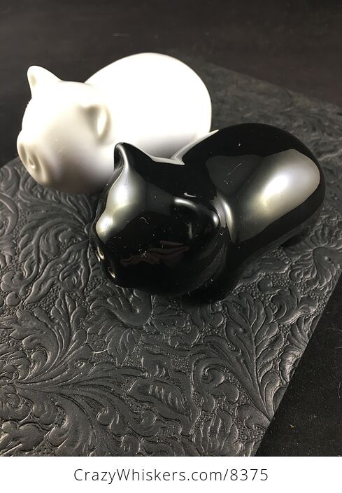 Cute White and Black Ceramic Piggy Salt and Pepper Shakers - #s6RoZPu5uXs-2