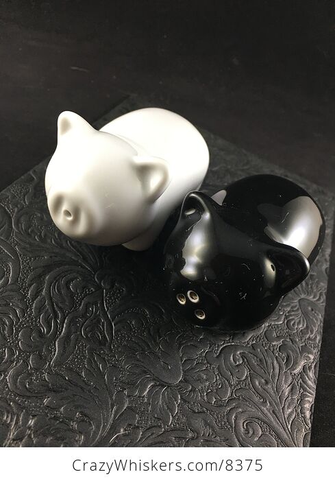Cute White and Black Ceramic Piggy Salt and Pepper Shakers - #s6RoZPu5uXs-1