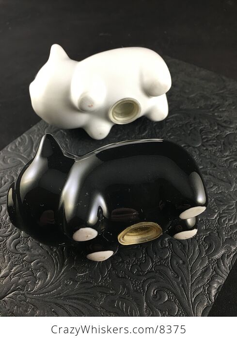 Cute White and Black Ceramic Piggy Salt and Pepper Shakers - #s6RoZPu5uXs-3