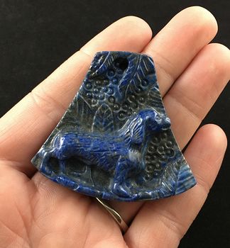 Dachshund Teckel Dackel Wiener Dog Carved Lapis Lazuli Stone Pendant Jewelry #5U4Cf71OUe0
