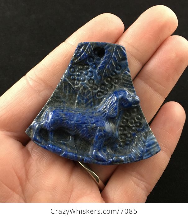 Dachshund Teckel Dackel Wiener Dog Carved Lapis Lazuli Stone Pendant Jewelry - #5U4Cf71OUe0-1