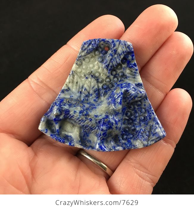 Dachshund Teckel Dackel Wiener Dog Carved Lapis Lazuli Stone Pendant Jewelry - #5uy81v3YKBM-1