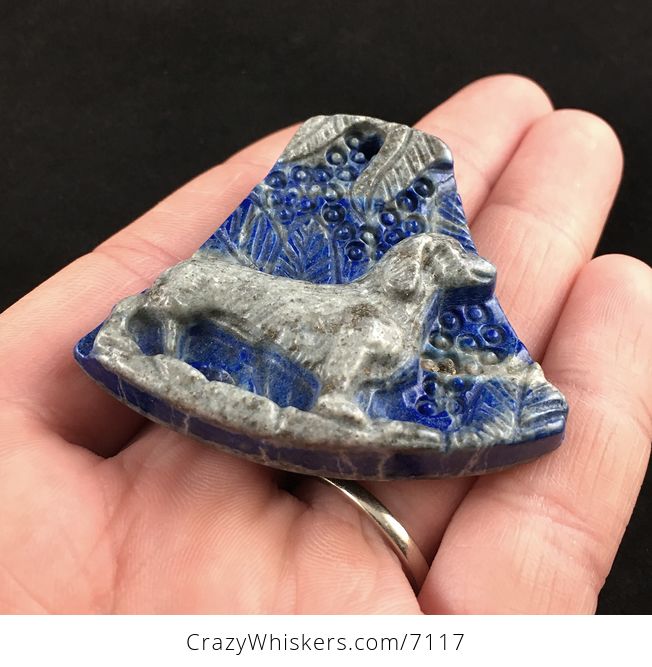Dachshund Teckel Dackel Wiener Dog Carved Lapis Lazuli Stone Pendant Jewelry - #n1irOkED3Ds-2