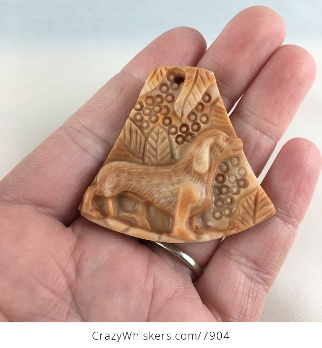 Dachshund Teckel Dackel Wiener Dog Carved Red Jasper Stone Pendant Jewelry - #l2AnZW18akA-1