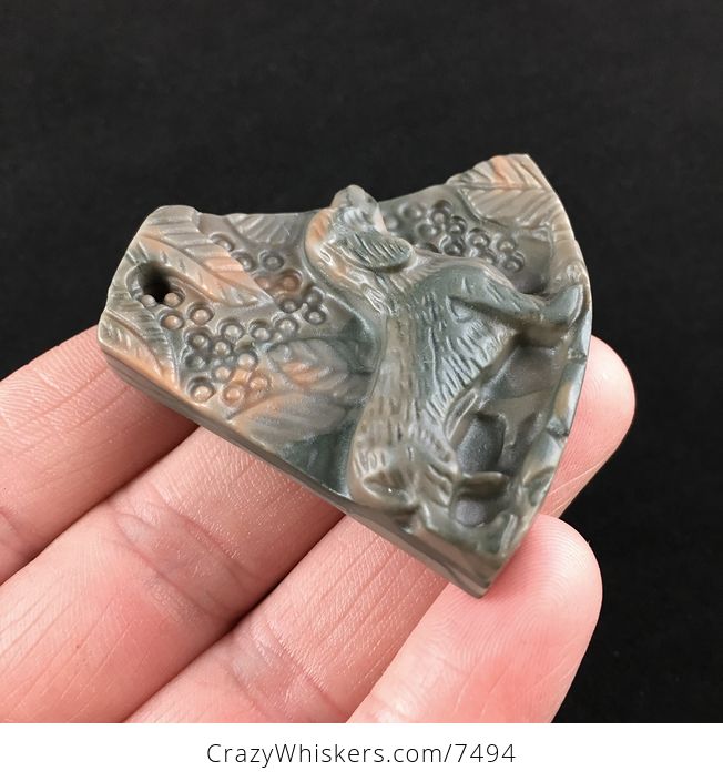Dachshund Teckel Dackel Wiener Dog Carved Ribbon Jasper Stone Pendant Jewelry - #47axYYAi03A-4
